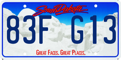 SD license plate 83FG13