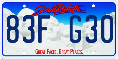 SD license plate 83FG30