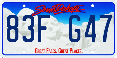 SD license plate 83FG47