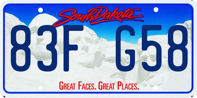 SD license plate 83FG58