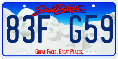 SD license plate 83FG59