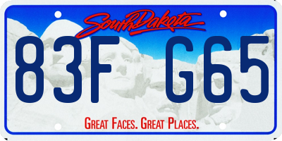 SD license plate 83FG65