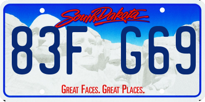 SD license plate 83FG69