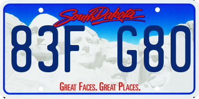 SD license plate 83FG80