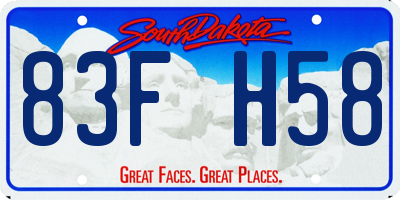 SD license plate 83FH58