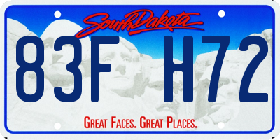 SD license plate 83FH72