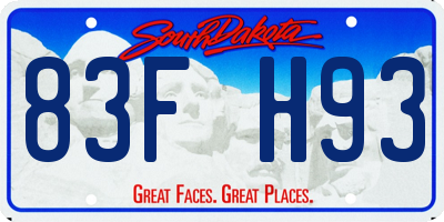 SD license plate 83FH93