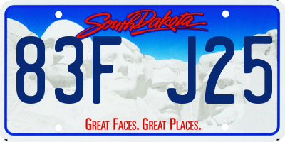 SD license plate 83FJ25