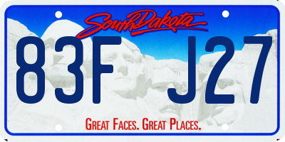 SD license plate 83FJ27