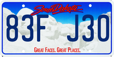 SD license plate 83FJ30