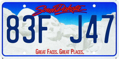 SD license plate 83FJ47
