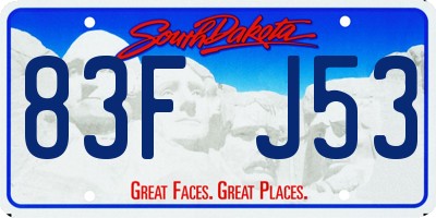 SD license plate 83FJ53