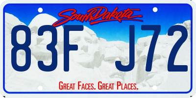 SD license plate 83FJ72