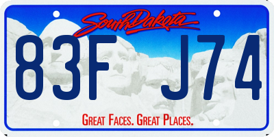 SD license plate 83FJ74