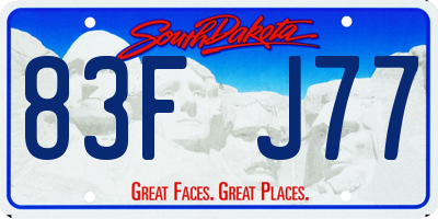 SD license plate 83FJ77