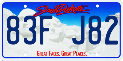SD license plate 83FJ82