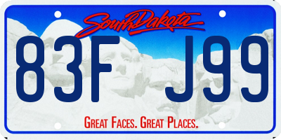 SD license plate 83FJ99