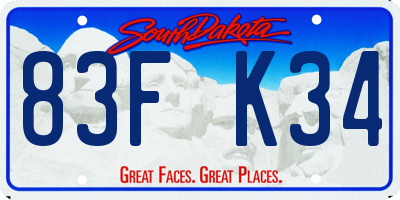 SD license plate 83FK34