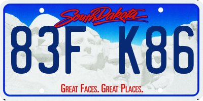 SD license plate 83FK86