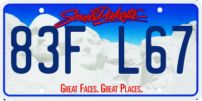 SD license plate 83FL67