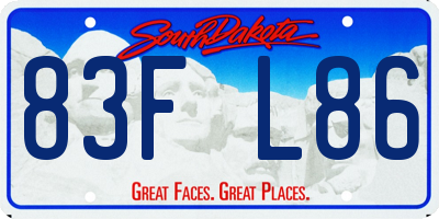 SD license plate 83FL86