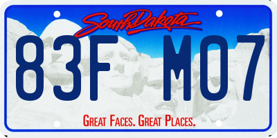 SD license plate 83FM07