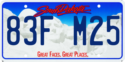 SD license plate 83FM25