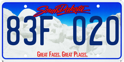 SD license plate 83FO20