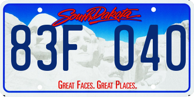 SD license plate 83FO40