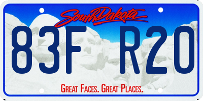 SD license plate 83FR20
