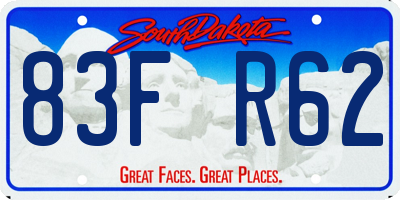 SD license plate 83FR62