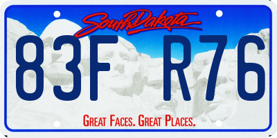 SD license plate 83FR76