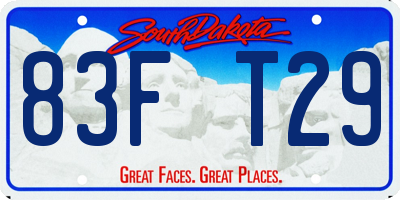 SD license plate 83FT29