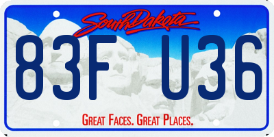 SD license plate 83FU36