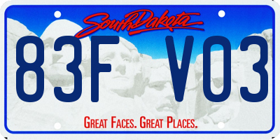 SD license plate 83FV03