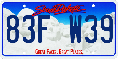 SD license plate 83FW39