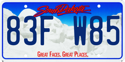 SD license plate 83FW85