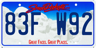 SD license plate 83FW92