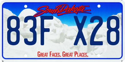 SD license plate 83FX28