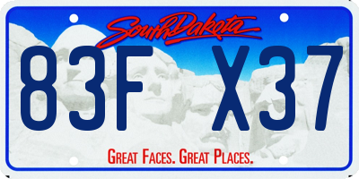 SD license plate 83FX37