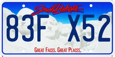 SD license plate 83FX52