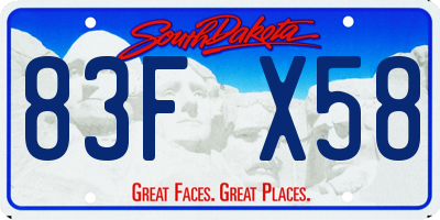 SD license plate 83FX58