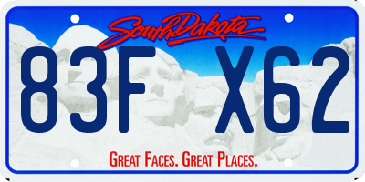 SD license plate 83FX62