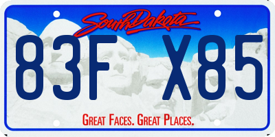 SD license plate 83FX85