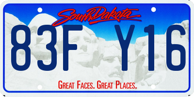 SD license plate 83FY16
