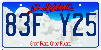 SD license plate 83FY25