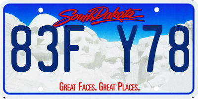 SD license plate 83FY78
