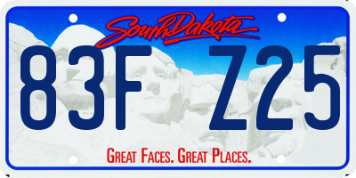 SD license plate 83FZ25