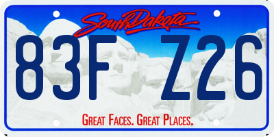 SD license plate 83FZ26