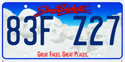 SD license plate 83FZ27